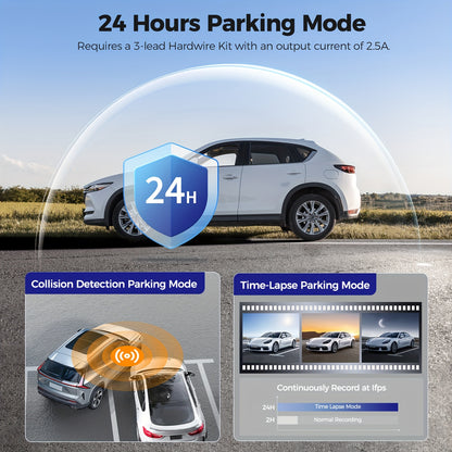Dashcam – Dual-Channel Camera – Auto Recorder – Voor- en Achtercamera – GPS Dashcam – 4K Voor + 1080P Achter – Wifi 6 & Nachtzicht – 64GB SD Kaart Inclusief – Parkeermodus & G-Sensor