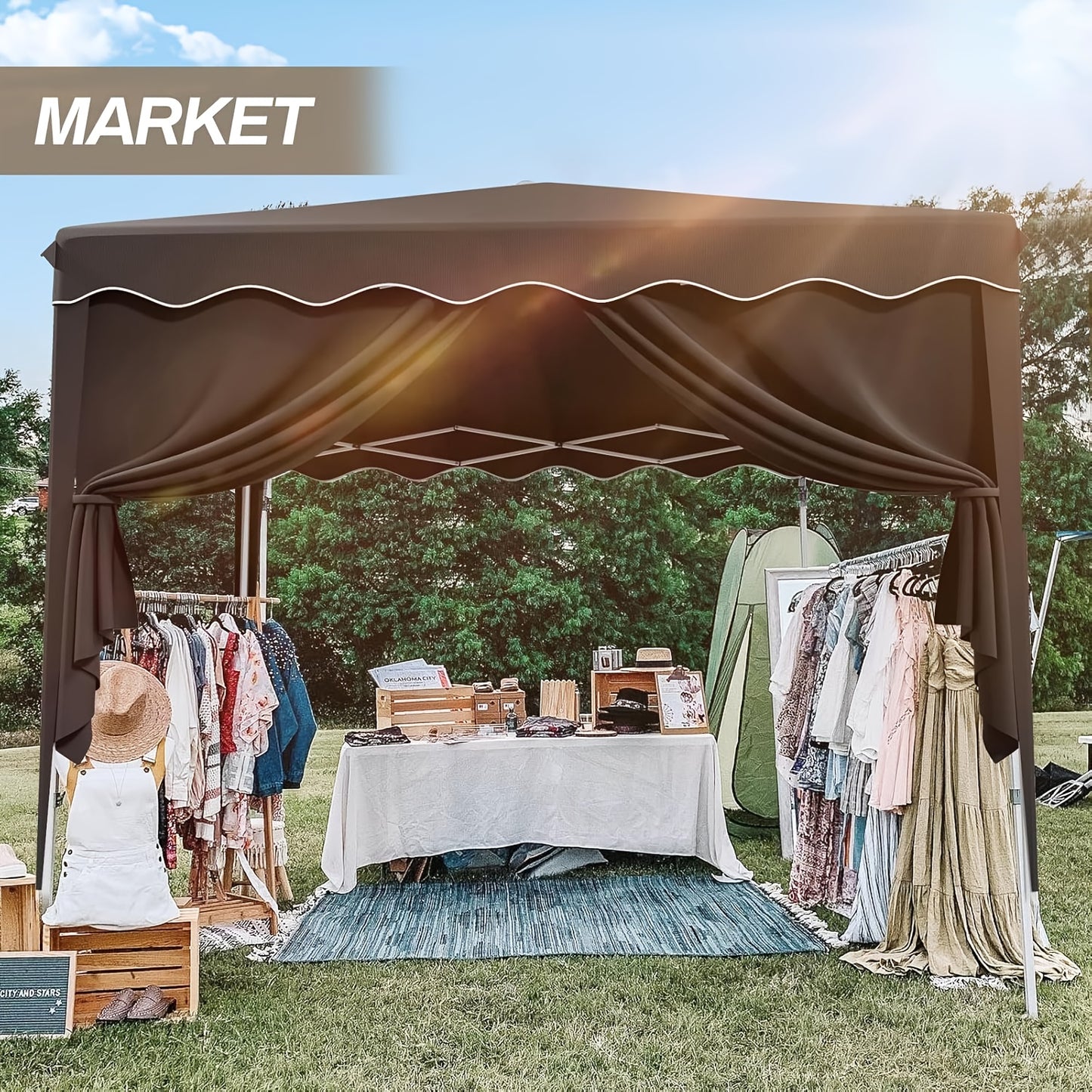 3x3 Pop-Up Gazebo Tent with 4 Side Walls, UV Protection & Sturdy Metal Frame - Foldable Garden Tent for Camping, Weddings, Parties, Outdoor Events - Black, Tents for Camping, Event Shelter, Modern Canopy, Durable Fabric, Even