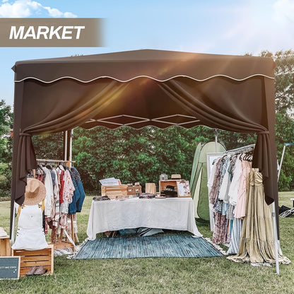 3x3 Pop-Up Gazebo Tent with 4 Side Walls, UV Protection & Sturdy Metal Frame - Foldable Garden Tent for Camping, Weddings, Parties, Outdoor Events - Black, Tents for Camping, Event Shelter, Modern Canopy, Durable Fabric, Even