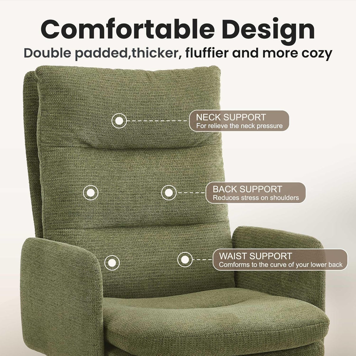 Bureaustoel – Bureaustoel Met Wieltjes – Bureaustoel Met Armleuningen – Ergonomische Bureaustoel – Draaibare Bureaustoel – Hoge Rugleuning – Verstelbare Zithoogte – Pluche Cashmere Bekleding Groen