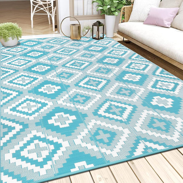 Buiten Vloerkleed - Buitenkleden - Buitentapijt - Opvouwbaar - UV-bestendig - Waterdicht - Buitenmatten - voor Buiten - Balkon - Strand - Picknick -Terras - Rechthoekig - 240 x 300 cm - Turquoise