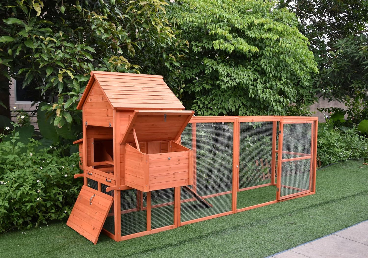 Wooden Chicken Coop with Run – Outdoor Animal House – 310x150x150cm - QUORE