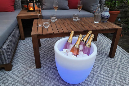 8 seizoenen design Shining Curvy Cooler LED flessenkoeler Ø 39 cm, (wit), met kleurwisselaar (15 kleuren), XL champagne + wijnkoeler voor 4-5 grote flessen, drankenkoeler, voor feest + bruiloft