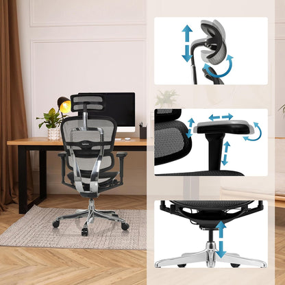 hjh OFFICE Ergonomische Ergohuman Ultra GEN2 Bureaustoel, origineel design, bureaustoel met flexibele lendensteun, netbespanning, zwart
