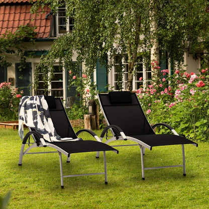 blumfeldt Sun Valley ligbed met kussen - opvouwbaar, aluminium frame, 4-voudig verstelbare rugleuning, Sun Comfort, materiaal: 70% PVC en 30% polyester comfort mesh, zwart