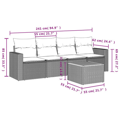 Loungeset – Loungesets – Tuinset – Loungebank – Tuinmeubelen – PE-Rattan – Incl. Kussens Met Afneembare Hoezen – Houten Tafel