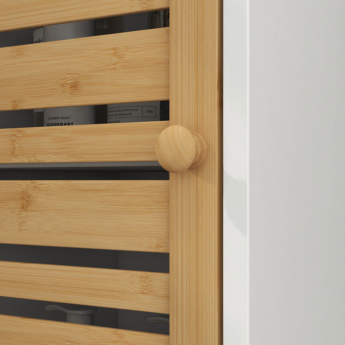 Badkamerkast – Kolomkast – Opbergkast – Toiletkast – Badmeubel – Wit tweekleurig design – Compact 35x30x170 cm – MDF en massief hout
