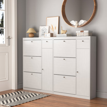 Schoenenkast – Schoenenrek – Schoenenopberger – Schoenenmeubel – Schoenenbank – Kantelfunctie – Massief Hout – 3 Uitklapbare Vakken – Smal Design