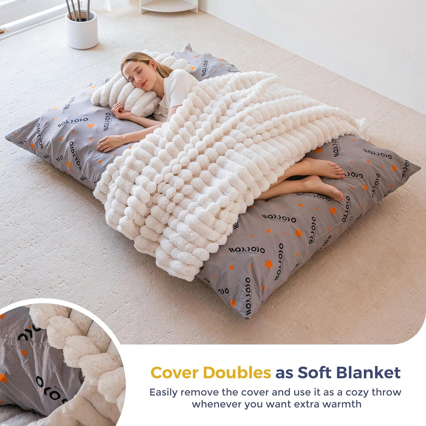 MAXYOYO Zitzak XXL, vacht-gamingstoel voor volwassenen en kinderen, enorme beanbag met pluizige schuimvulling voor woonkamer, slaapkamer, 137 x 190 cm