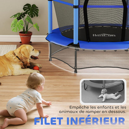 HOMCOM Kindertrampoline Ø 1,40 m, veiligheidsnet met ritssluiting, veerafdekking, 6 gevoerde palen inbegrepen