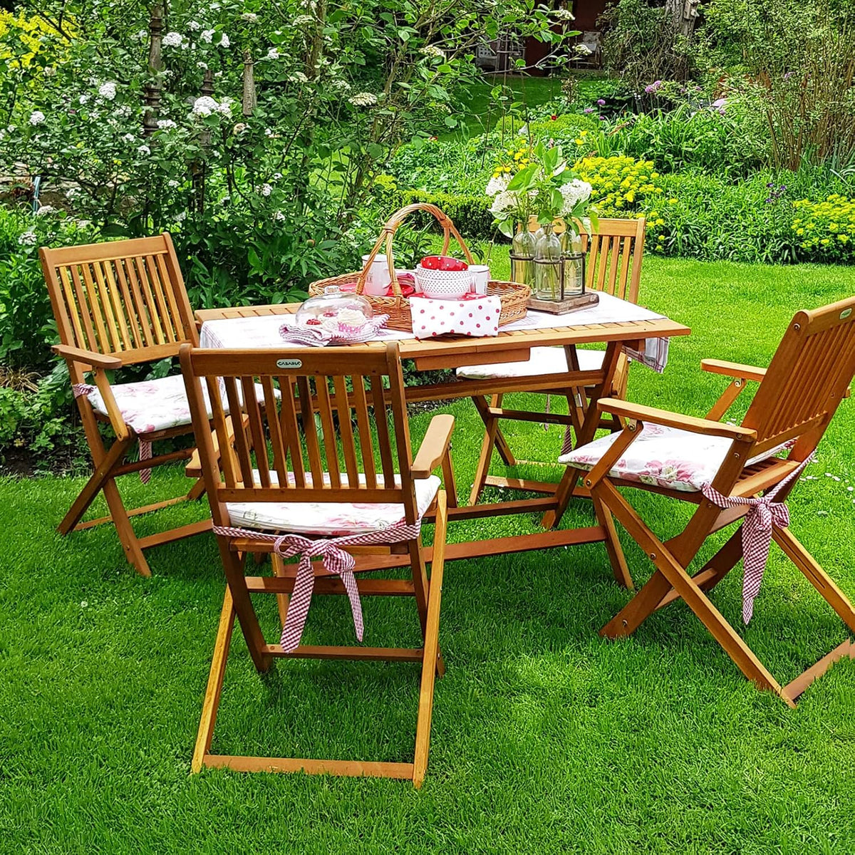 Casaria Garden set Sydney 4+1 FSC-certified acacia wood 5-piece folding table seating set wood garden furniture set 120x70x75cm - QUORE