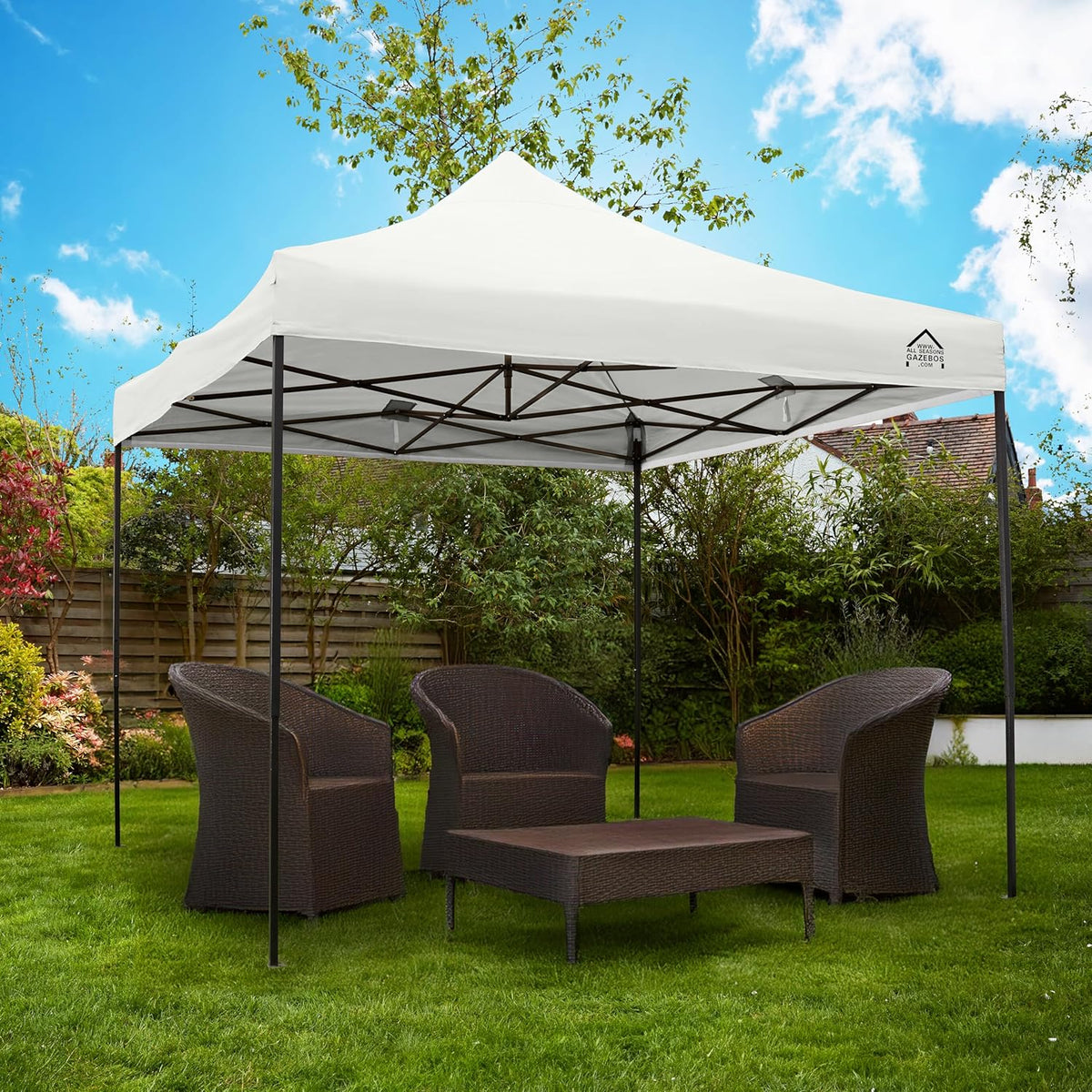 All Seasons Gazebos Duurzaam vouwpaviljoen en voortent, volledig waterdicht, hoogwaardig, voor een snelle opbouw, 3 x 3 m verkrijgbaar (wit)