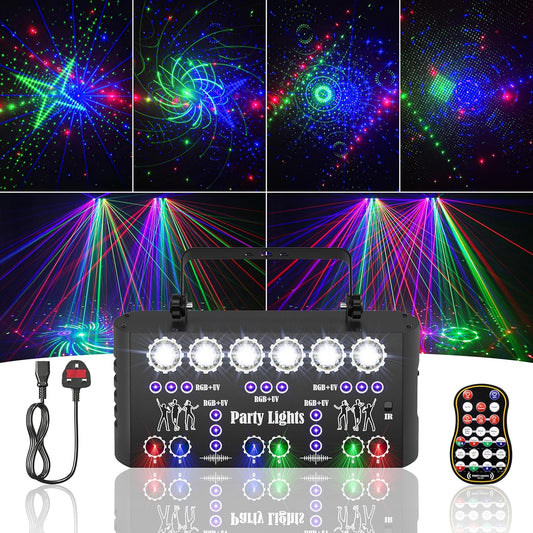 Miralin Disco Lichten voor Feesten – DJ Disco Licht met Geluidsactivatie, RGB & UV Stroboscooplamp met DMX-controller voor Huisfeesten, Bars, Raves en Clubshows