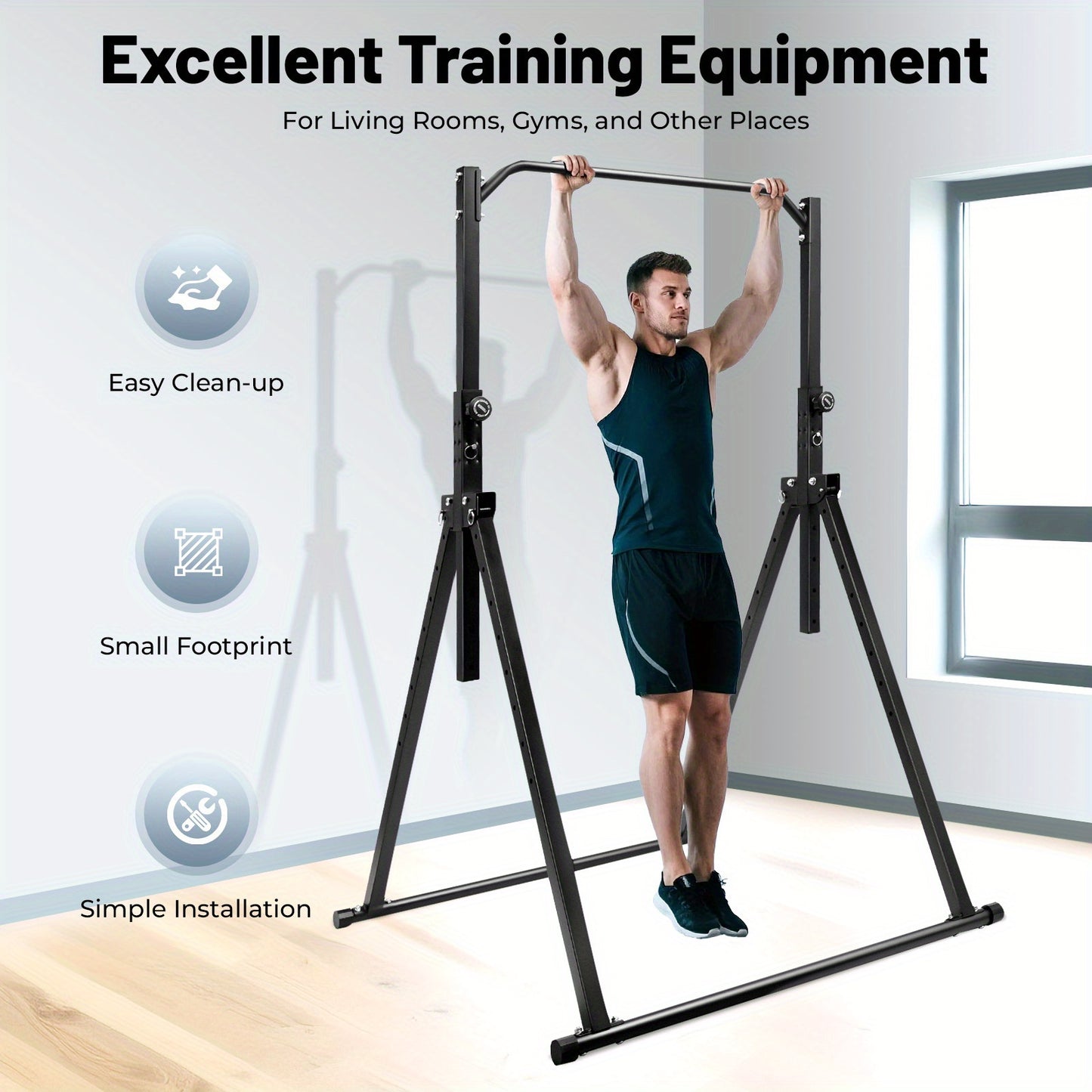 Adjustable Height Triangular Pull Up Station with Heavy-Duty Pull Up Bar - 199.58 KG Capacity, Door/Wall Mounted for home Gym Equipment, Sturdy Triangular Frame & Adjustable Height (161.85-249.94cm) for Pull-Ups, Chin-Ups, Di