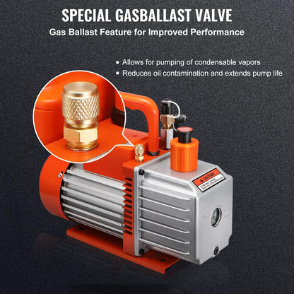 Vacuümpomp – Rotary Pomp – Vacuümzuiger – HVAC Pomp – Koelpomp – 375 W Motor – 2-Traps Diep Vacuüm Tot 25 Micron