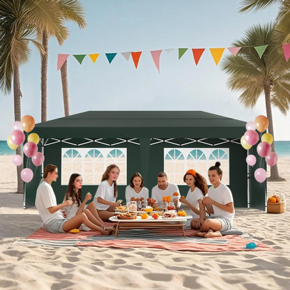 Partytent – Tuinpaviljoen – Feesttent – Opvouwbare Tent – Tuintent – 3x6 Meter – Waterdicht Oxford Polyester – Verstelbare Hoogte 2,44-2,64 Meters