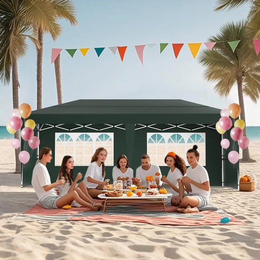 Partytent – Tuinpaviljoen – Feesttent – Opvouwbare Tent – Tuintent – 3x6 Meter – Waterdicht Oxford Polyester – Verstelbare Hoogte 2,44-2,64 Meters
