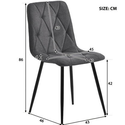 Eetkamerstoelen – Stoelen – Dinersets – Zithoeken – Stoelenset – Donkergrijs – Metalen Frame – Linnen Zitting – Ergonomisch Ontwerp – Stevige A-vormige Poten