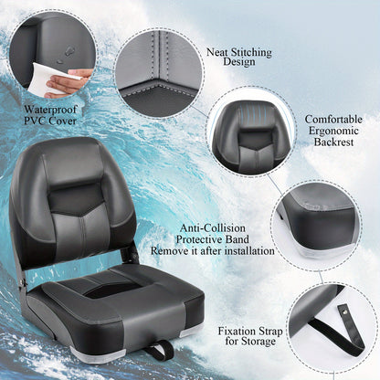 Bootstoelen Set – Bootstoelen Met Kussen – Stoelen Voor Boot – Bootzitjes – Comfortabele Bootstoelen Zwart – Ergonomisch Ontwerp – 360° Draaibaar – Verstelbare Hoogte – Duurzaam PVC