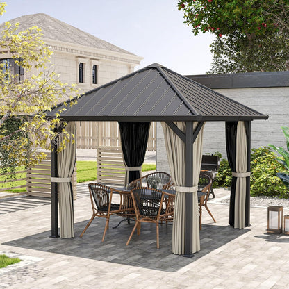 Tuinpaviljoen – Metalen Paviljoen – Tuinoverkapping – Buitenverblijf – Hardtop Paviljoen – Waterdicht Hardtop Dak – Stevig Metalen Frame 304x304 cm