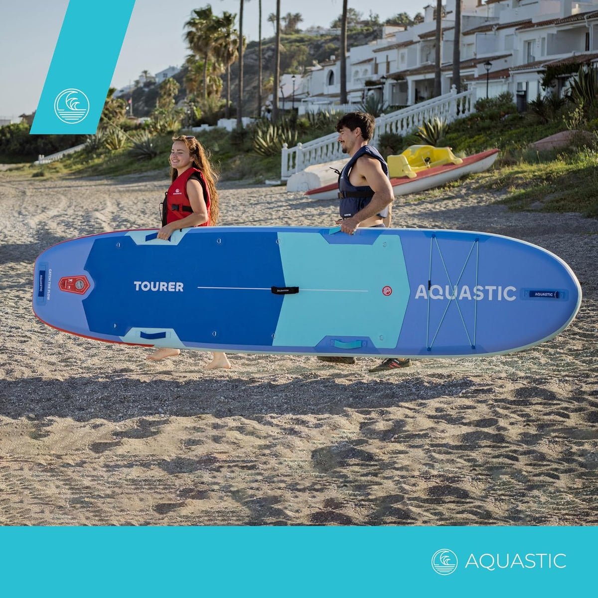 <font dir="auto" style="vertical-align: inherit;"><font dir="auto" style="vertical-align: inherit;">        AQUASTIC Tourer Inflatable SUP board, all-round touring, 365 x 86 x 15 cm, 410 l displacement, 2 kayak seats, Drop Stitch Lite Technology, max. loa