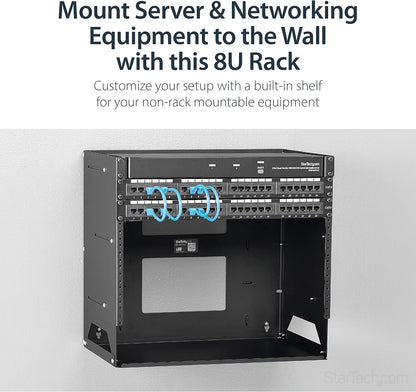 Serverrack 8U – Wandrack, Netwerkrack, Open Frame Rack, Wandmontage Rack – Verstelbare Diepte 30,0 Tot 45,7 Cm – Ingebouwd Schap 30 Cm