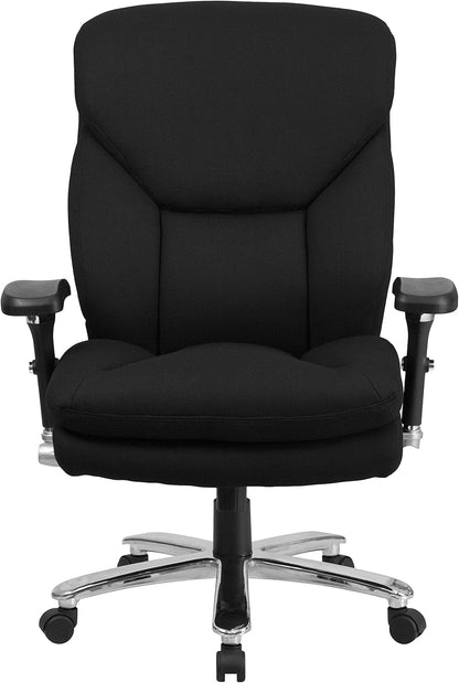 Flash Furniture HERCULES Serie 24/7 Intensief Gebruik Big & Tall 400 lbs. Beoordeelde Zwarte Stof Executive Ergonomische Bureaustoel met Lumbale Knop