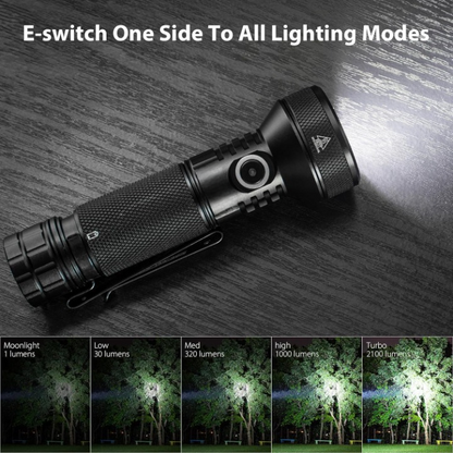 Zaklamp - Tactische Zaklamp - LED-buitenlamp - Krachtige - Oplaadbare - Draagbare - met Li-Ion Batterij -  voor Zoeken - Wandelen - Noodsituatie - 2100Lm - 697m Lichtpad - 3.7V - ‎IPX8 - Zwart