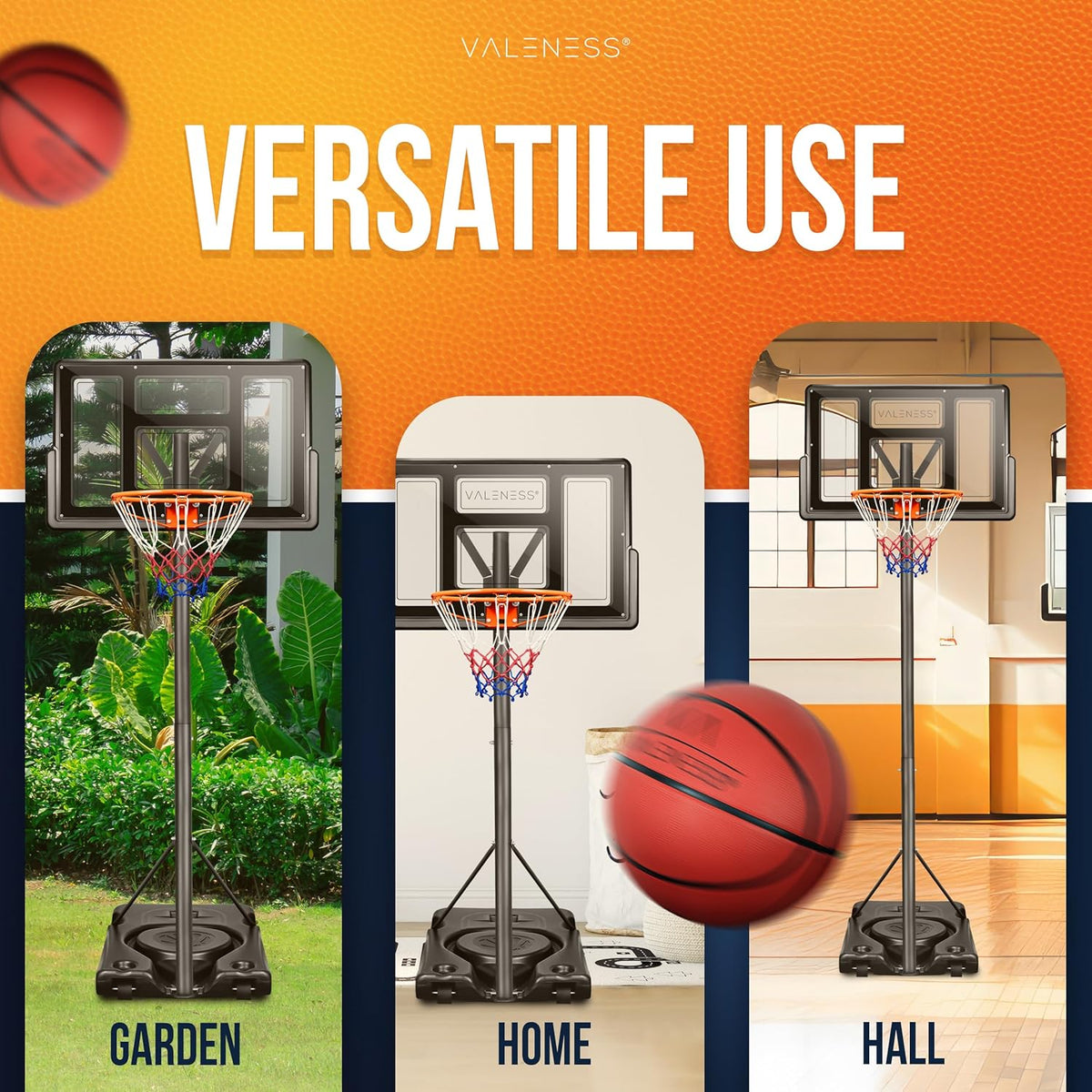 Basketball Hoop Outdoor - [135 to 305 cm] Height Adjustable and Weatherproof Basketball Stand - Professional Outdoor Basketball Hoop with Basketball and Pump for Kids and Adults - QUORE