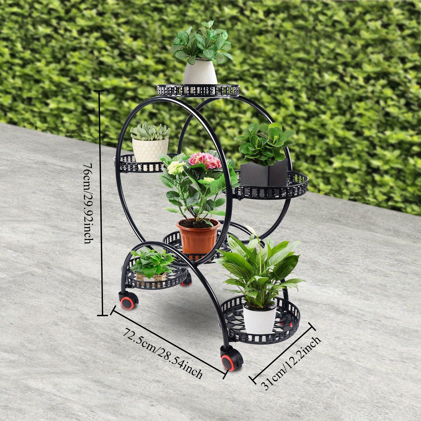 Plantenstandaard – Plantenrek – Bloemenrek – Plantenhouder – Bloemenstandaard – Industrieel Design – Zwart Metaal – 3 Laags – Sterk Draagvermogen 7,5 kg per Tray