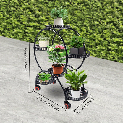 Plantenstandaard – Plantenrek – Bloemenrek – Plantenhouder – Bloemenstandaard – Industrieel Design – Zwart Metaal – 3 Laags – Sterk Draagvermogen 7,5 kg per Tray