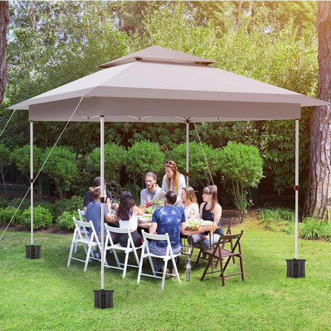 Paviljoen - Tuinpaviljoen - Partytent - Tuintent - Pop-up Kliksysteem - met 4 Muggennet Zijpanelen - Roldraagtas - Waterdicht - Stabiel - Dubbel Dak - UV-bescherming 50+ - 4 Zandzakken - voor Patio - Markt - Camping - 3.6 x 3.6 m - Grijs-Wit
