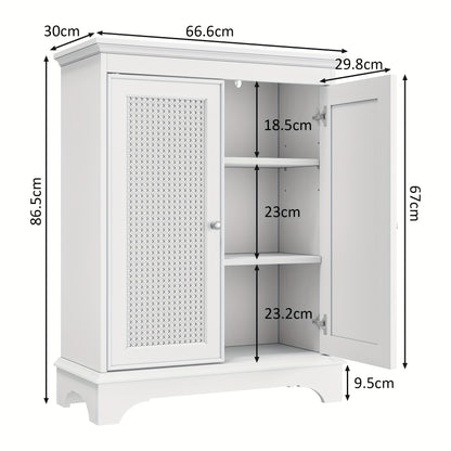 Floor-standing Bathroom With Storage Space, White Bathroom Cabinet With Basket Door And Adjustable Shelf, Independent Modern Bathroom Cabinet, Living Room, Kitchen