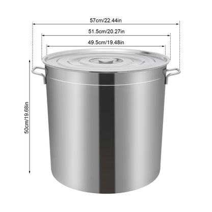RVS Emmer – Roestvrijstalen Emmer – Met Deksel Emmer – Multifunctionele Emmer – Opbergemmer – 50 Liter Inhoud – Duurzaam 201 Roestvrij Staal