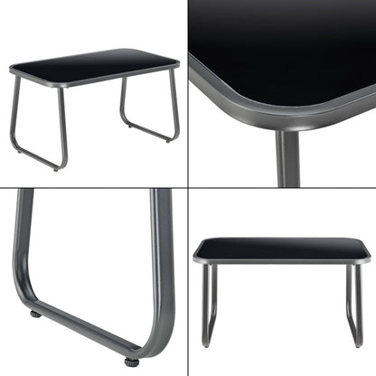 Tuinset – Tuinmeubelen – Bistroset – Loungeset – 2-Zits Bank – Gepoedercoat Stalen Frame – Temperatuurbestendig Glazen Tafelblad