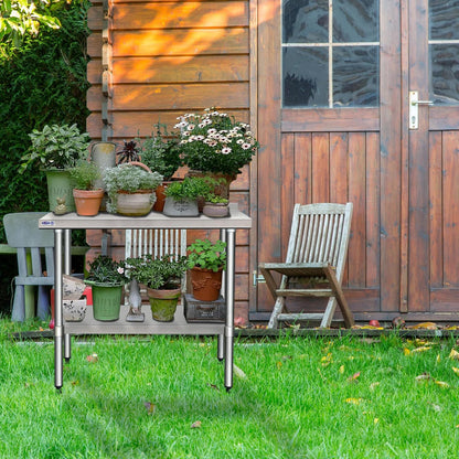 HARDURA Roestvrijstalen Werktafel met Spatrand Professionele Keukenwerkbank 61×122 cm