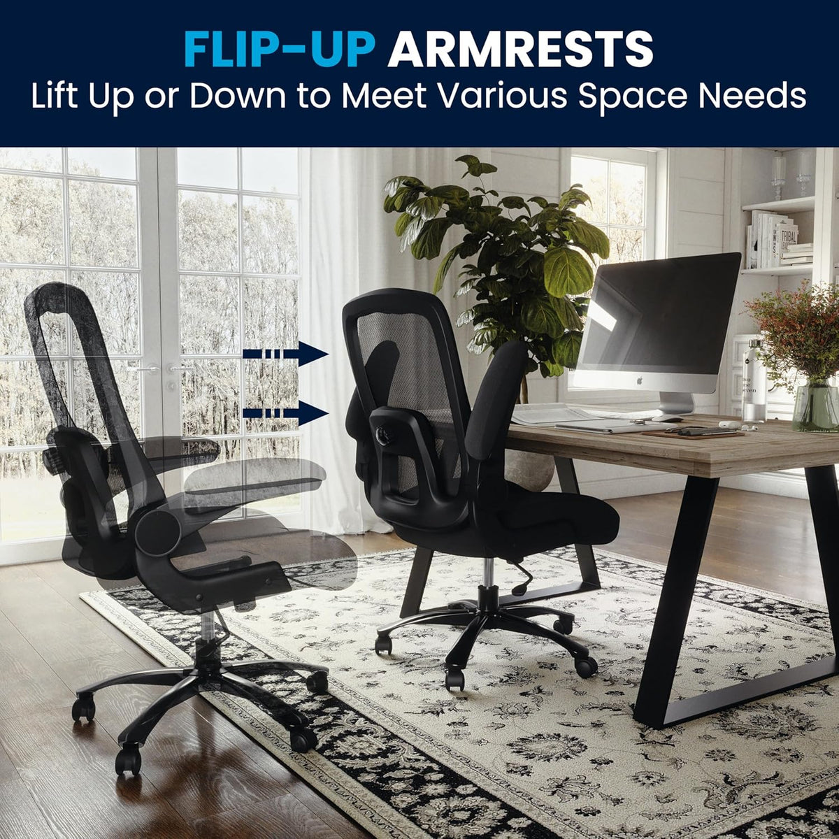 Flash Furniture Grote en hoge bureaustoel | Zwarte Mesh Executive Draaibare Bureaustoel met Lumbale en Rugsteun en Wielen