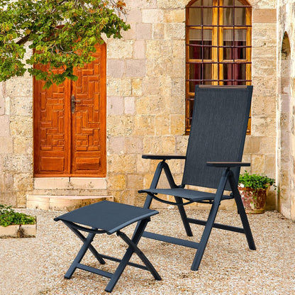 Grand patio Tuinklapstoel, ligstoel, balkonstoelen, tuinstoelen, set van 2, aluminium tuinstoel, inklapbaar, balkonstoel met 6 standen verstelbaar, weerbestendig, eetkamerstoel voor camping, balkon