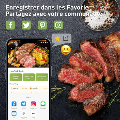 KitchenBoss Warmtedompelaar Vacuüm Koken: Wifi Thermo Diver 1100W APP Controle Vacuüm Cooker Cooker voor Nauwkeurige Temperatuurregeling TFT-display
