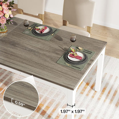 Tribesigns Dining Table for 6 to 8 People, Rectangular Kitchen Table with Sturdy Metal Legs for Living and Dining Room, Industrial Design, 200 x 70 x 75 cm (Oak, 200 x 70 x 75 cm)