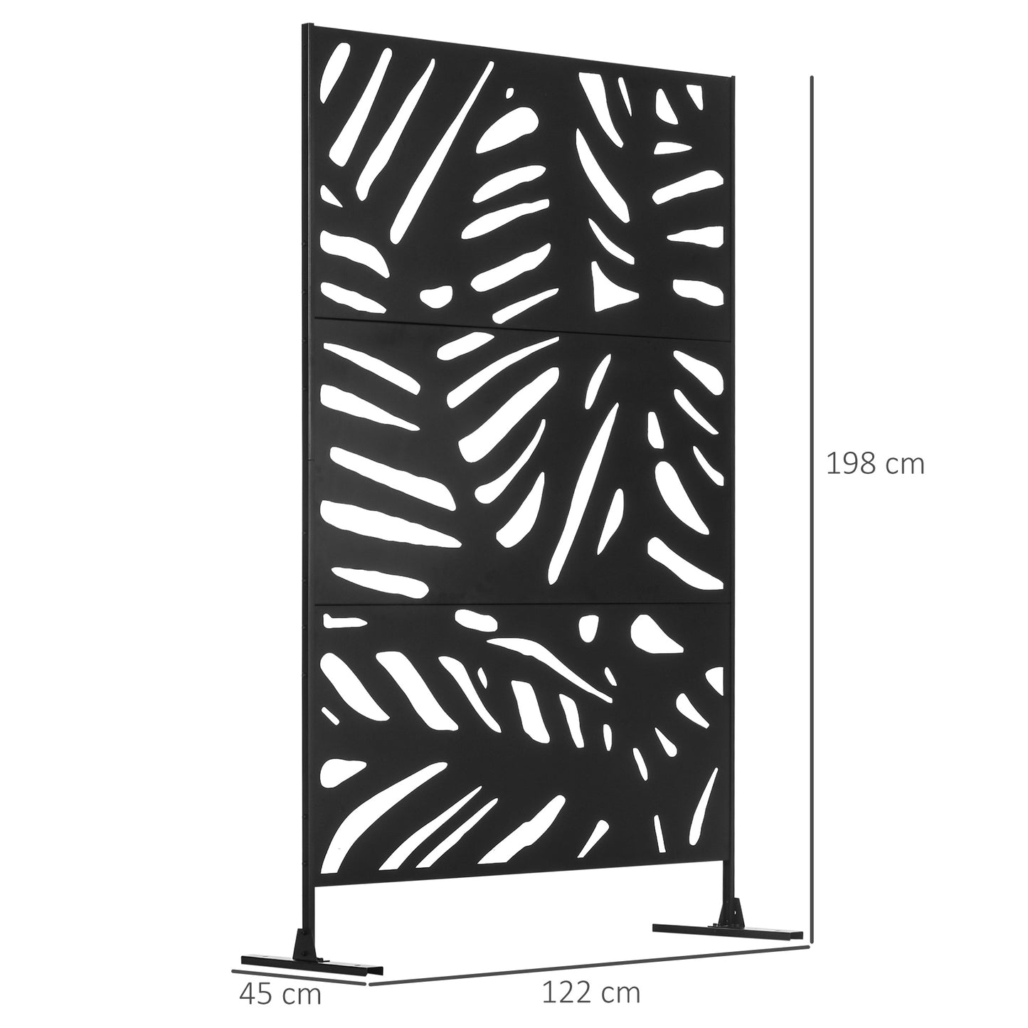 Tuinscherm – Tuinafscheiding – Privacy Scherm – Windscherm – Decoratief Scherm – Metalen Panelen Zwart – Weerbestendig Met Epoxy Coating – Afmeting 122x45x198 cm