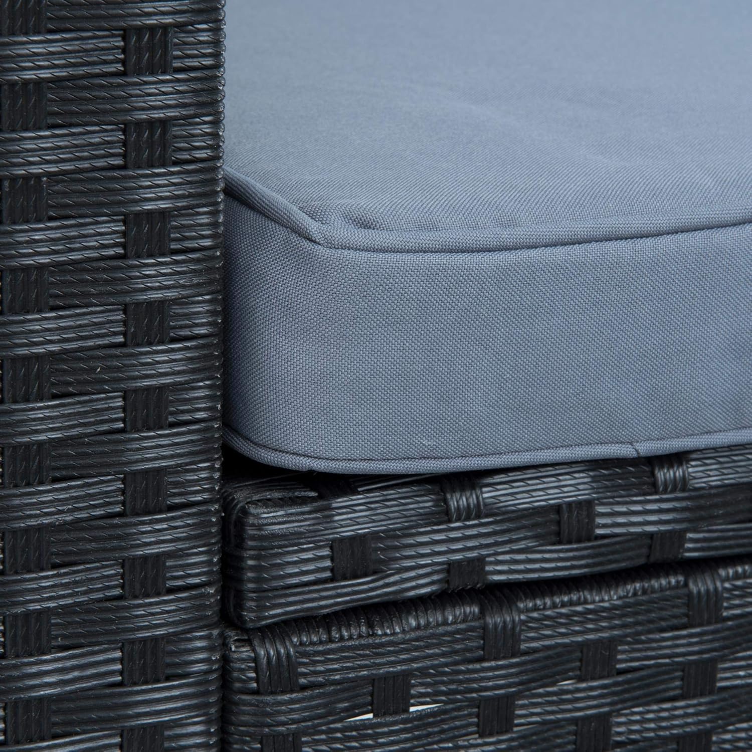Estexo Rattan Lounge Seating Group, Poly Rattan Garden Furniture Set, 3 Seater Sofa, Sitting Area, Dining Area, Garden Set, Balcony Set (Black) - QUORE