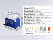Pottenbakkerij - Pottenbakkers Draaischijf - Elektrische Pottenbakkers Draaischijf - Elektrische Pottenbakkersschijf Machine - 60-300RPM - 450W 8kg - met Snelheidshendel, Voetpedaal Contro en ABS Afneembare Bak - Blauw