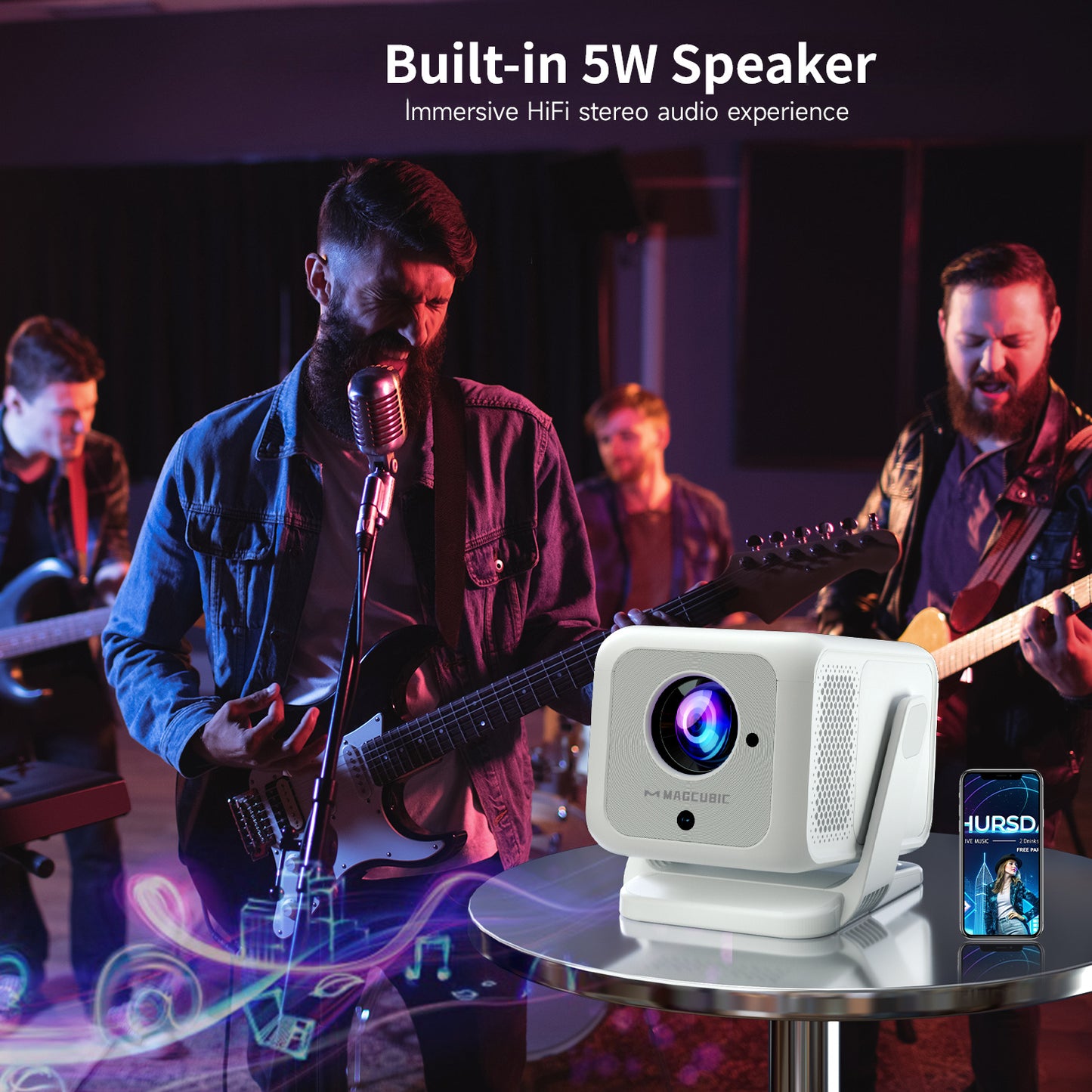 Android 11 Magcubic HY310X Built in Android 11 System 180°Flexible Rotating Projector with Auto Focus and Auto Vertical Keystone Portable Projector