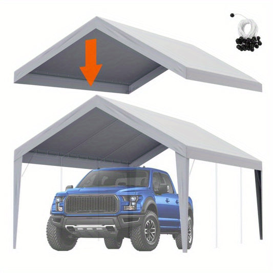 Carport Zeil – Carport Hoes – Garage Tent – Autoluifel – Overkapping Zeil – Waterdicht – UV-Bestendig – 3,66x6,1 Meter – Eenvoudige Installatie Met Ball-Bungees – Lichtgrijs