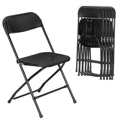 Inklapbare Kunststof Stoelen – Opvouwbare Stoelen – Vouwstoelen – Tuinstoelen – Draagbare Stoelen – Set Van 8 Zwart – Duurzaam Kunststof – Compact Opbergen