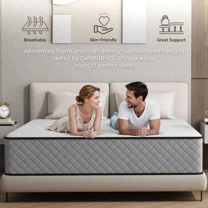 25 cm kingsize matras - hybride bed met binnenvering en traagschuim in een doos voor ultieme ondersteuning en drukverlichting, kingsize matras (200 x 150 x 25 cm)