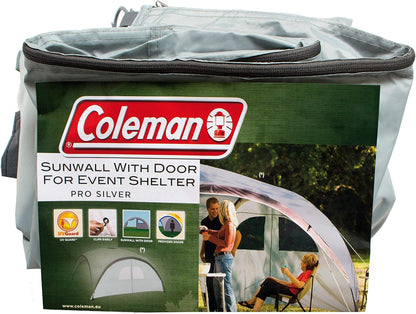 COLEMAN CO Pavillon Event Shelter 3,65m x 3,65m | 2000034471 & Coleman Zijwand voor Event Shelter Zijwand met Deur + Venster, Eén Maat, Zilver