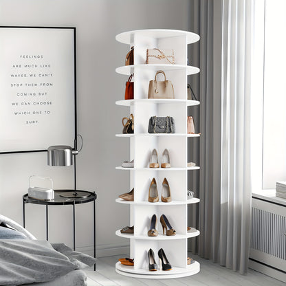 Schoenenkast – Schoenenrek – Schoenenopberger – Schoenenkastje – Schoenenbankje – 7-Laags Draaibaar – Ruimtebesparend Houten ontwerp – Vrijstaand Wit