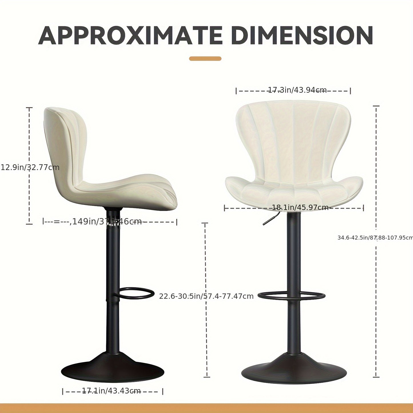 Barkrukken – Barstoelen – Hoge Stoelen – Keukenstoelen – Bistro Stoelen – Ergonomisch Design – 360° Draaibaar – Beige Kunstleer – Verstelbare Hoogte – Met Rugleuning En Voetsteun – Set Van 2